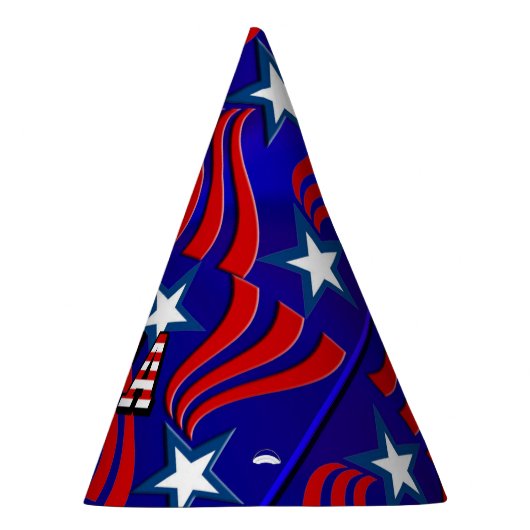 Abstract vlaggenpatroon met USA Text Party Pet Feesthoedjes (Rechts)