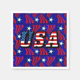 Abstract vlaggenpatroon met VS-tekstpapier Napkins Servetten