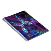 Abstract Vlinder Neon Blauw Paarse Kleurrijk Notitieboek (Rechterzijde)