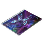 Abstract Vlinder Neon Blauw Paarse Kleurrijk Notitieboek (Linkerzijde)