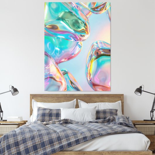 Abstract Vloeibaar Chroom Canvasprint met Spanfunc Canvas Afdruk (Insitu (Slaapkamer))