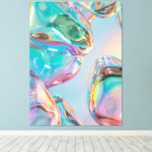 Abstract Vloeibaar Chroom Canvasprint met Spanfunc Canvas Afdruk (Insitu (Houten vloer))
