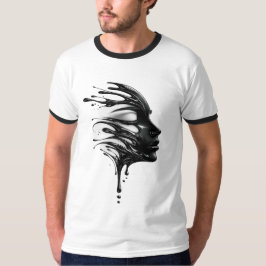Abstract Vloeibaar Gezichtskunst Grafisch T-Shirt