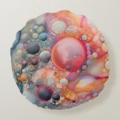 Abstract vloeibaar gieten kunst strand vibes, kiez rond kussen (Achterkant)