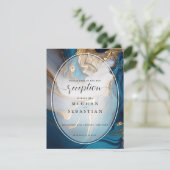 Abstract vloeibaar goud op blauw marmer informatiekaartje (Staand voorkant)