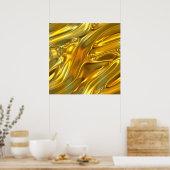 Abstract vloeibaar goud poster (Keuken)
