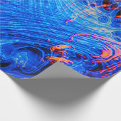 Abstract vloeibaar maffiablauw en Oranje Cadeaupapier (Hoek)