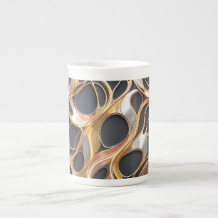 Abstract Vloeibaar Metallic Ontwerp gekleurd Goud  Porselein Kop