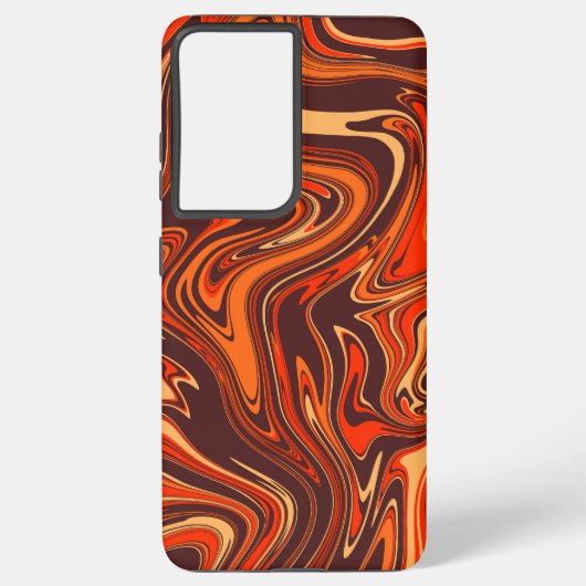 Abstract, vloeibaar rood marmer, vocht, retro samsung galaxy hoesje (Achterkant)