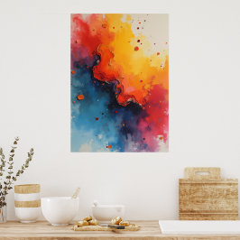 Abstract Vloeibaar Vuur & Oceaan Kunstposter | Kra Poster