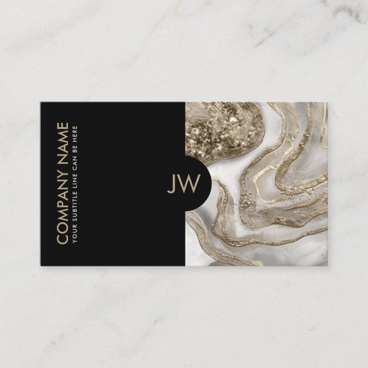 Abstract vloeibaar wit marmer en goud visitekaartje (Voorkant)