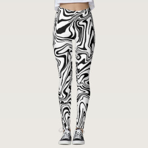 Abstract vloeibaar zwart-wit leggings