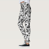 Abstract vloeibaar zwart-wit leggings (Links)