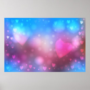 Abstract vloeiend blauw en roze achtergrond met poster