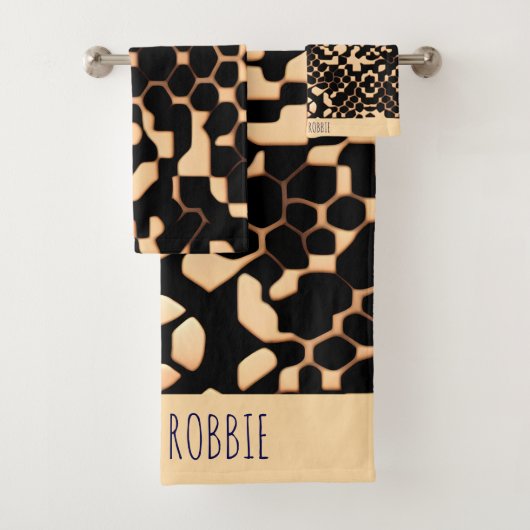 Abstract Voetbal Halftone Zwart Biege Pattern Bad Handdoek (Insitu)