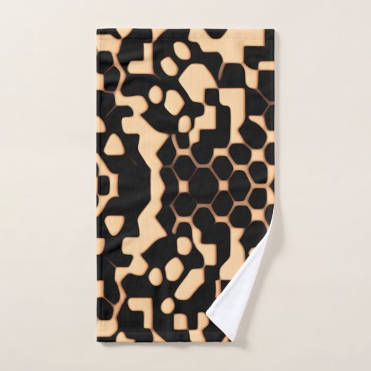 Abstract Voetbal Halftone Zwart Biege Pattern Bad Handdoek (Handdoek)