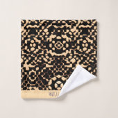 Abstract Voetbal Halftone Zwart Biege Pattern Bad Handdoek (Wasdoekje)