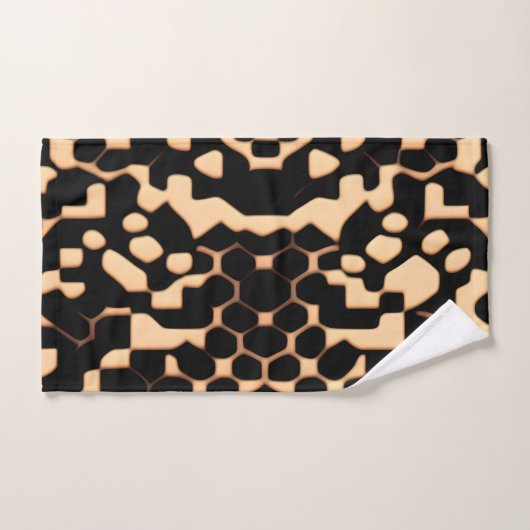 Abstract Voetbal Halftone Zwart Biege Pattern Bad Handdoek (Handdoek)