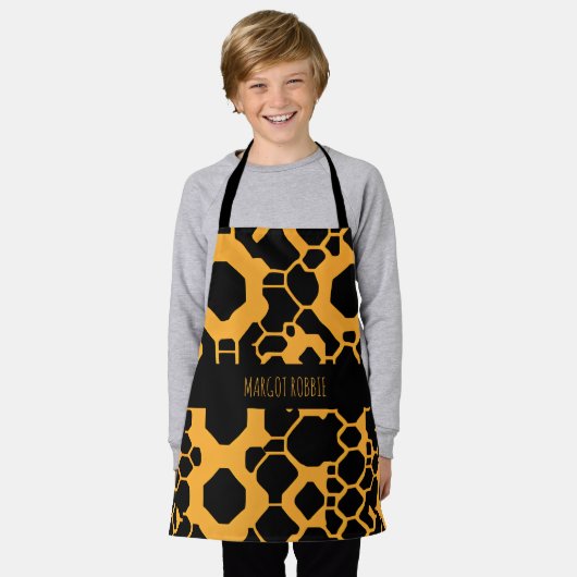 Abstract Voetbal Halftone Zwart Geel Patroon Schort (Gedragen)