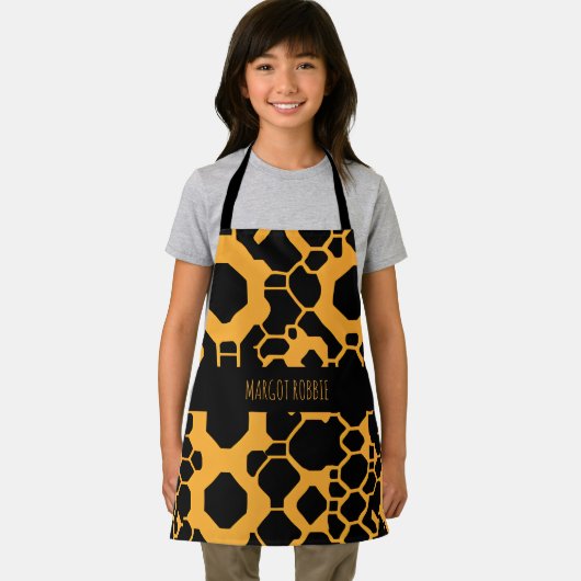 Abstract Voetbal Halftone Zwart Geel Patroon Schort (Insitu)