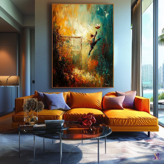 Abstract Voetbaldoelman Kunst Canvas Afdruk