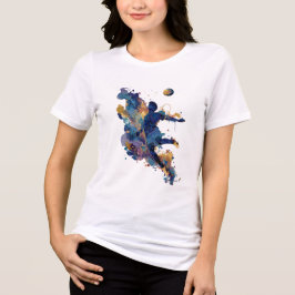 Abstract Voetballer | Vloeibare Inkt Waterverf Kun Tri-Blend Shirt