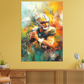 Abstract Voetbalspeler Kunst - Dynamische Sport Canvas Afdruk (Insitu (Woonkamer))