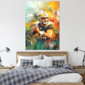 Abstract Voetbalspeler Kunst - Dynamische Sport Canvas Afdruk (Insitu (Slaapkamer))
