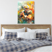 Abstract Voetbalspeler Kunst - Dynamische Sport Canvas Afdruk (Insitu (Slaapkamer))