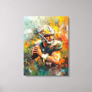 Abstract Voetbalspeler Kunst - Dynamische Sport Canvas Afdruk
