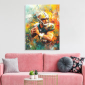 Abstract Voetbalspeler Kunst - Dynamische Sport Canvas Afdruk (Insitu (Woonkamer))