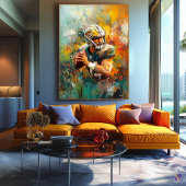Abstract Voetbalspeler Kunst - Dynamische Sport Canvas Afdruk