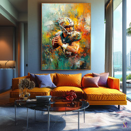 Abstract Voetbalspeler Kunst - Dynamische Sport Canvas Afdruk