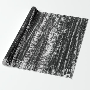 Abstract vogelbos, zwart en wit cadeaupapier