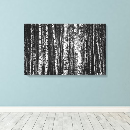 Abstract vogelbos, zwart en wit canvas afdruk (Insitu (Houten vloer))