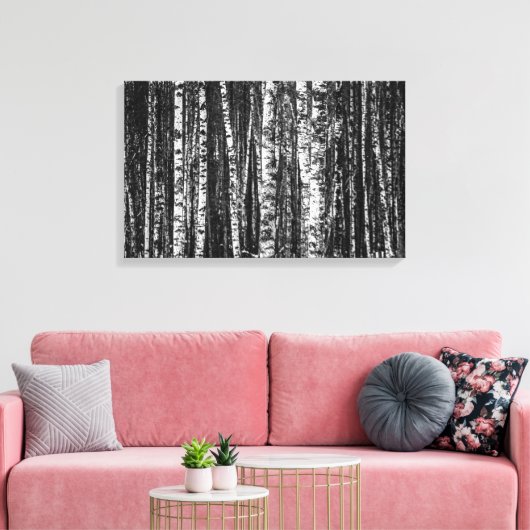 Abstract vogelbos, zwart en wit canvas afdruk (Insitu (Woonkamer))