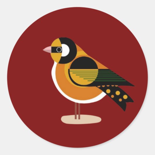 Abstract vogelteken ronde sticker (Voorkant)