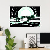 Abstract volledig bericht over de moonzee in een f poster (Thuiskantoor)