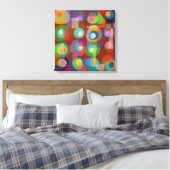 Abstract voor heldere geverfde cirkels midden midd canvas afdruk (Insitu (Slaapkamer))