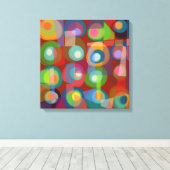 Abstract voor heldere geverfde cirkels midden midd canvas afdruk (Insitu (Houten vloer))