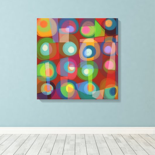 Abstract voor heldere geverfde cirkels midden midd canvas afdruk (Insitu (Houten vloer))