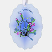 Abstract vredesbord met sterrenrollen op blauw ornament kaart (Links)