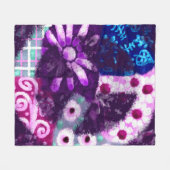 Abstract Vredesteken Hippie Art Paarse Roze Blauw Fleece Deken (Voorkant (Horizontaal))