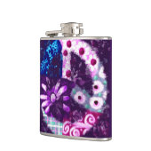 Abstract Vredesteken Hippie Art Paarse Roze Blauw Heupfles (Links)