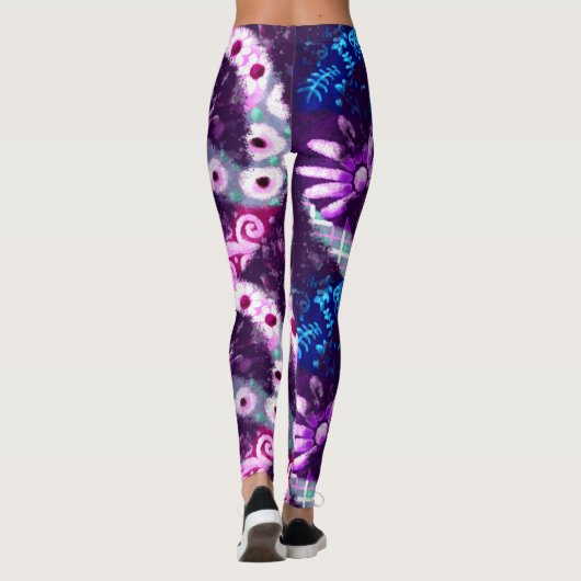 Abstract Vredesteken Hippie Art Paarse Roze Blauw Leggings (Achterkant)