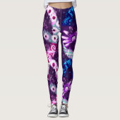 Abstract Vredesteken Hippie Art Paarse Roze Blauw Leggings (Voorkant)