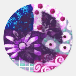 Abstract Vredesteken Hippie Art Paarse Roze Blauw Ronde Sticker