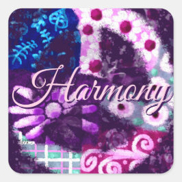 Abstract Vredesteken Hippie Art Paarse Roze Blauw Vierkante Sticker