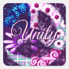 Abstract Vredesteken Hippie Art Paarse Roze Blauw Vierkante Sticker