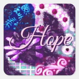 Abstract Vredesteken Hippie Art Paarse Roze Blauw Vierkante Sticker